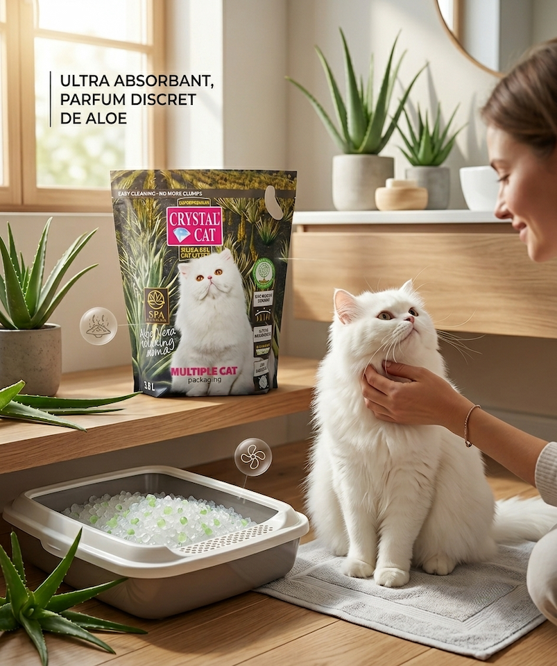 Nisip silicatic pentru pisici Crystal Cat Aloe Vera 3.8L