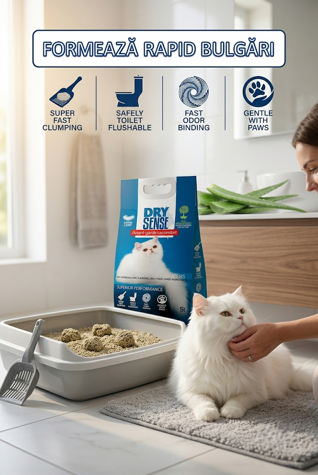 Asternut igienic vegetal pentru pisici Dry Sense 5L