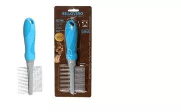 Pieptene dublu caini, profesional si durabil, de culoare albastra.