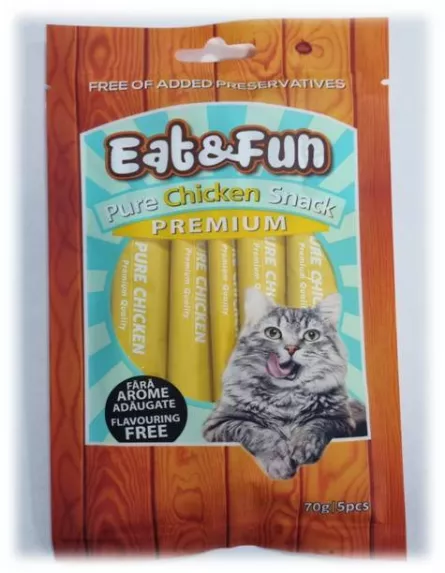 Eat&Fun recompense pisică sos pure chicken 70 g / 5 buc