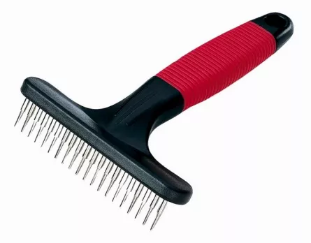 Ferplast pieptene T 20 Gro 5848 pentru caini si pisici, cu dinti rotativi si capete rotunjite.