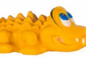 jucarie pentru cățel crocodil maro verde crem
