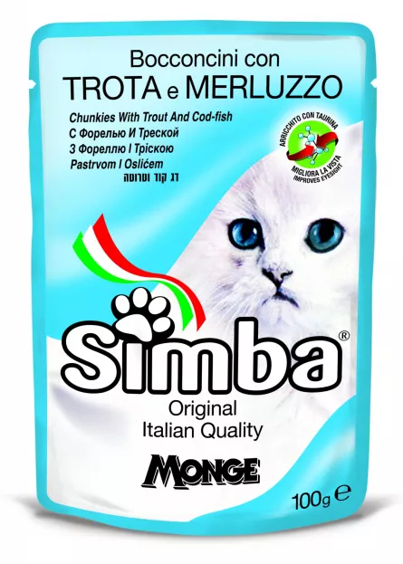 Simba cat plic păstrăv/cod 100 G