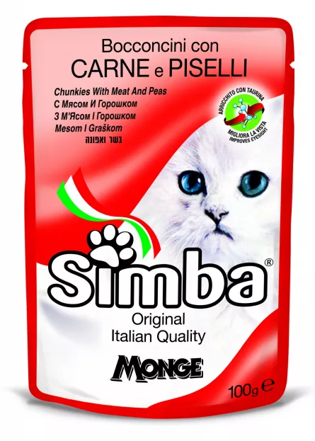 Simba cat plic carne/mazare 100 G