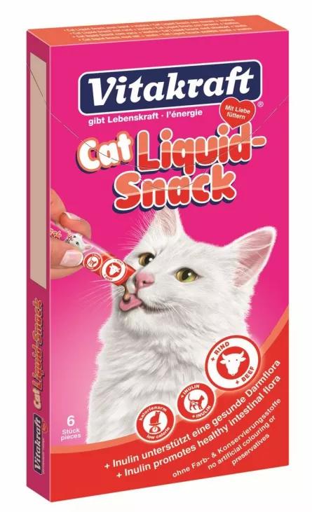 Vitakraft snacks pisică liquid vită/inulină 6x15 g